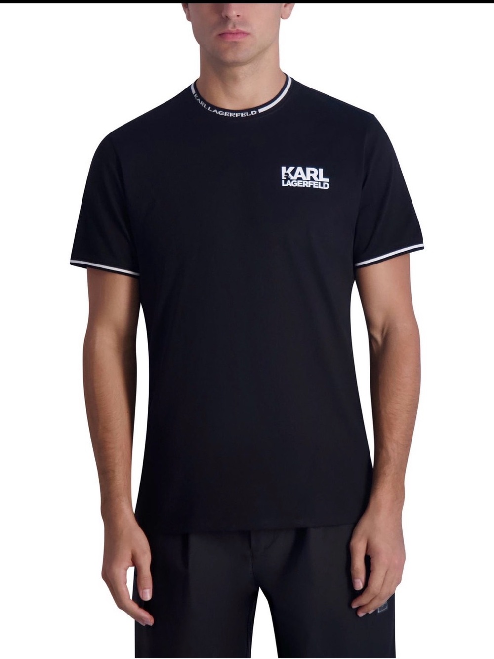 Karl Lagerfeld Men's Black Logo Crew Neck T-Shirt Large